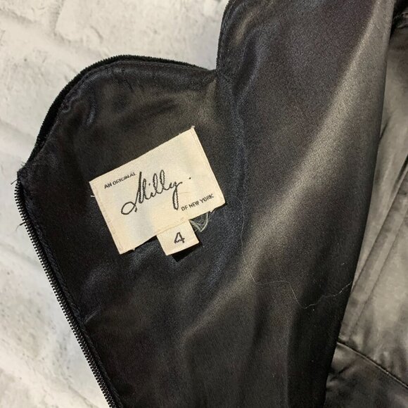 Milly Black Velvet Empire Waist Strapless Scalloped Babydoll Formal Dress - Picture 7 of 13